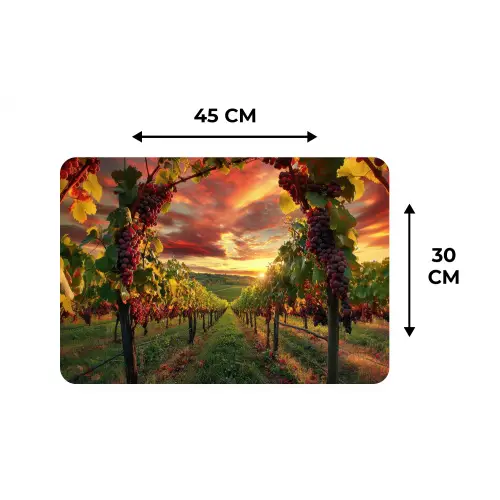 Wijngaard - Druiven - Zonsondergang Placemat vinyl groot -specs