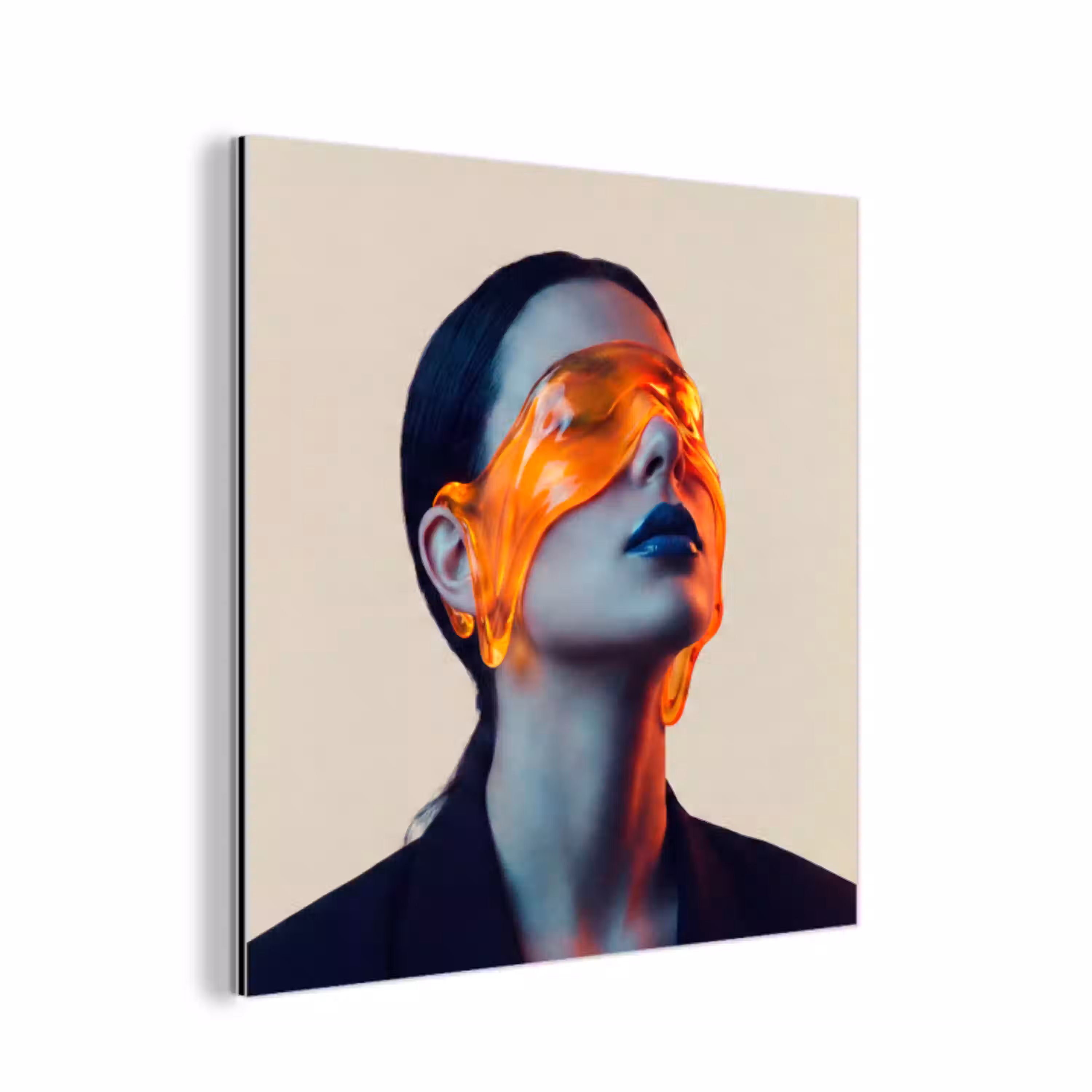 Vrouw - Oranje - Abstract - Modern - Kleurrijk aluminium wit klein -3d