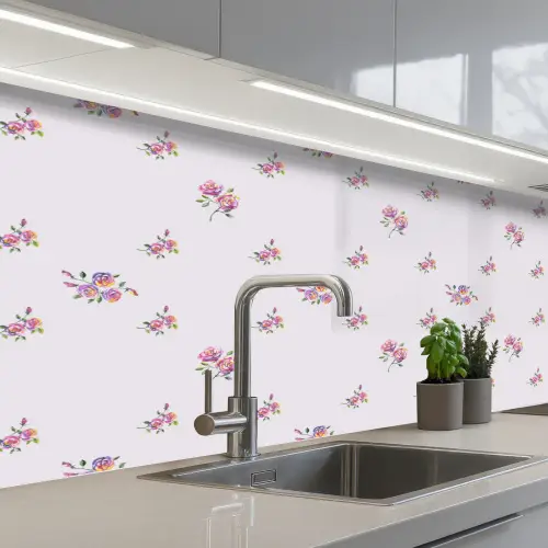 Patroon - Rozen - Bloemen keuken achterwand 2 middel 871 -3d_schuin
