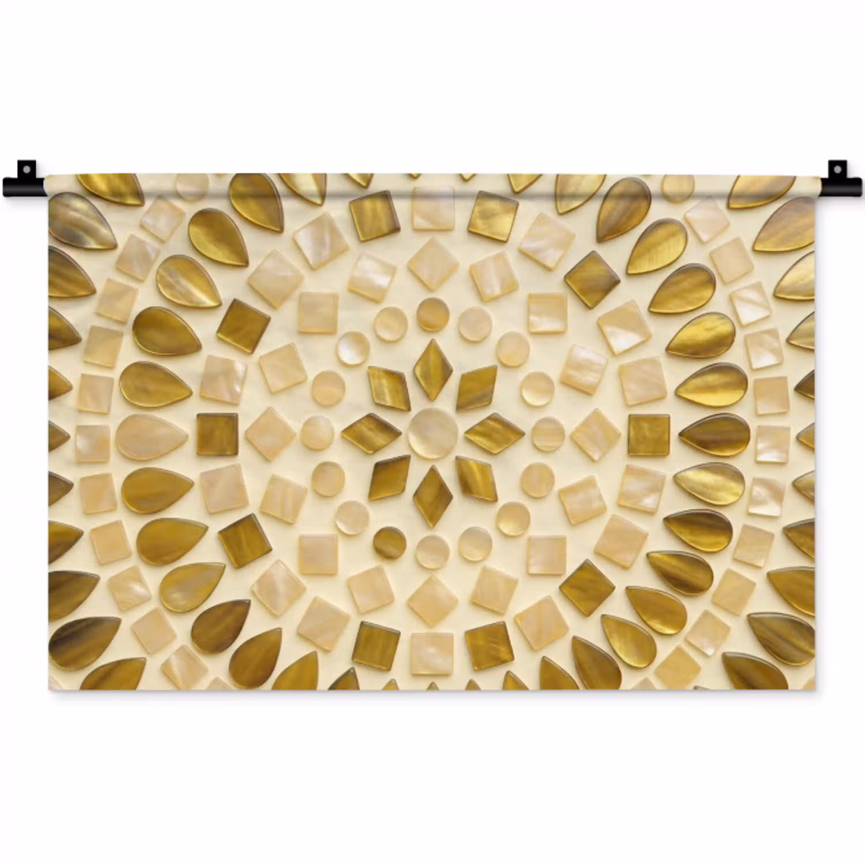 Patroon - Vormen - Mozaïek - Abstract - Goud Wandkleed katoen klein -zz3d