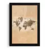 Wereldkaart - Beige - Bruin fotolijst zwart zonder passe partout klein -3d