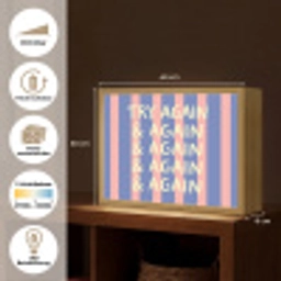 Try again - Strepen - Roze - Verticaal - Blauw Light Box met batterij (Wandlamp) middel -USP_websiteoverzichtDE