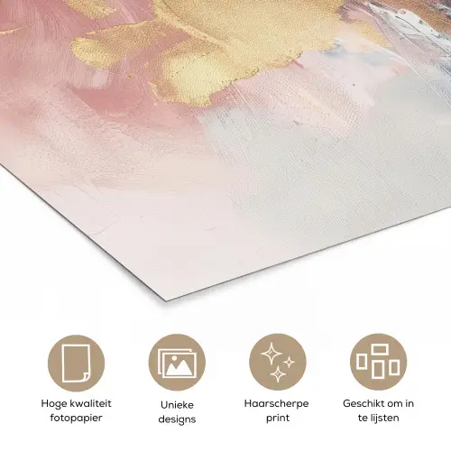 Abstract - Pastel kleuren - Goud - Modern - Aesthetic poster papier klein -closeup_NL