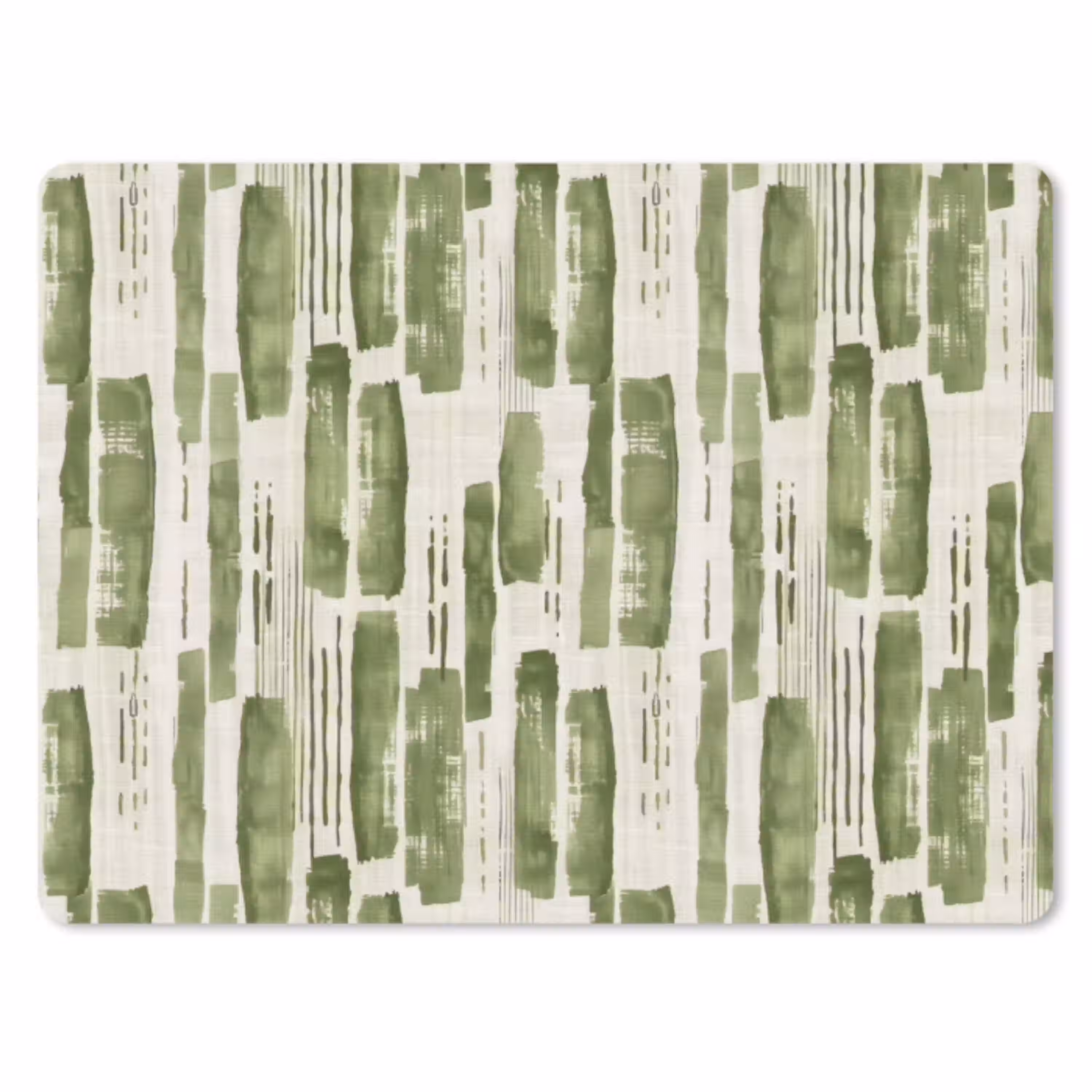 Groen - Abstract - Penseelstreken - Linnen - Patroon muismat rubber klein 262 -3d
