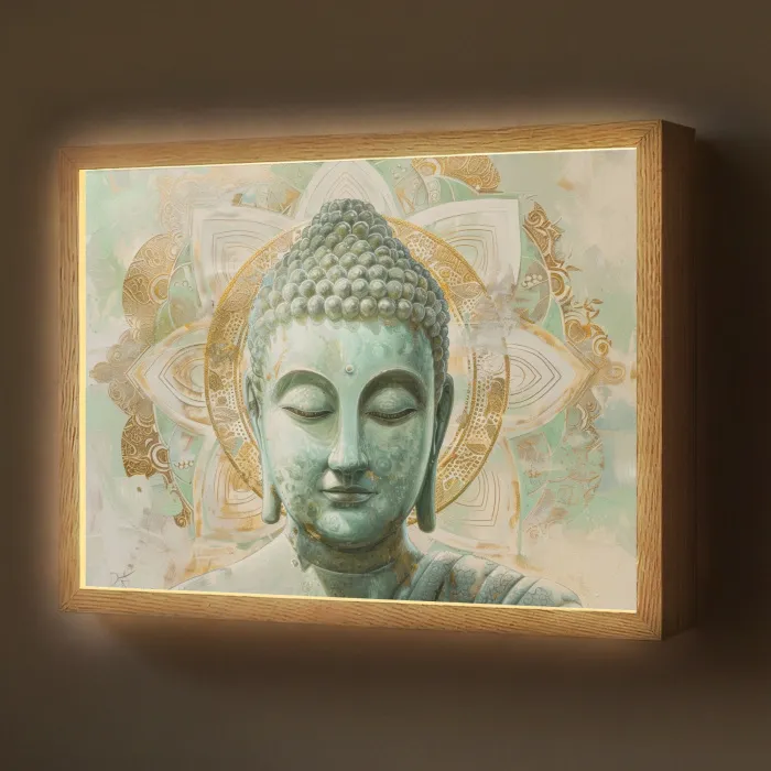 Buddha - Mandala - Modern - Spiritualiteit Light Box met batterij (Wandlamp) middel -z3d_website