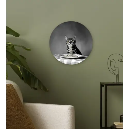 Bengaal - Kat - Tafelkleed - Zwart - Wit - Dier Wandcirkel plexiglas klein -sfeer3