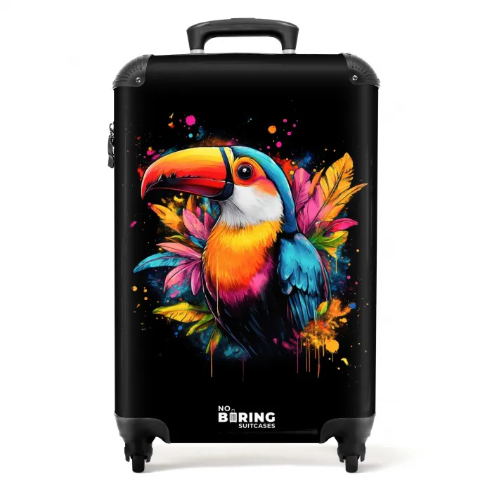Toekan met tropische bladeren NBS - Handbagage koffer - Kinderen Unisex middel -productfoto_recht