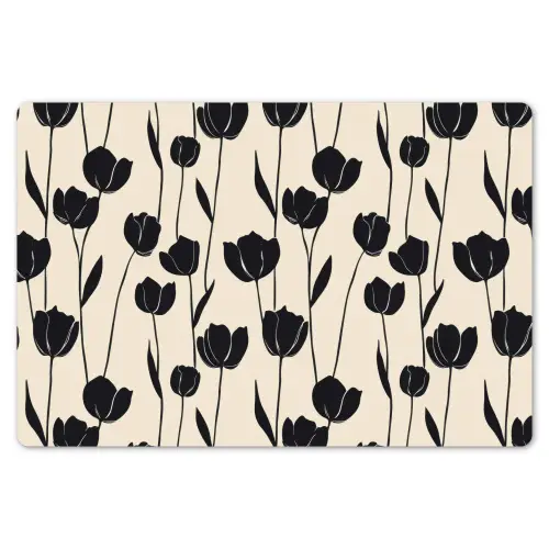 Tulpen - Patroon - Zwart Placemat vinyl groot 368 -zzsfeer1_Kitchenyeah-website