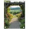 Doorkijk - Landschap - Natuur - Tuinboog - Bloemen tuinposter los doek klein -3d