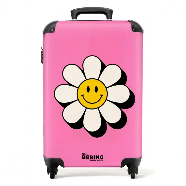 Koffer - Smiley - Bloem - Roze