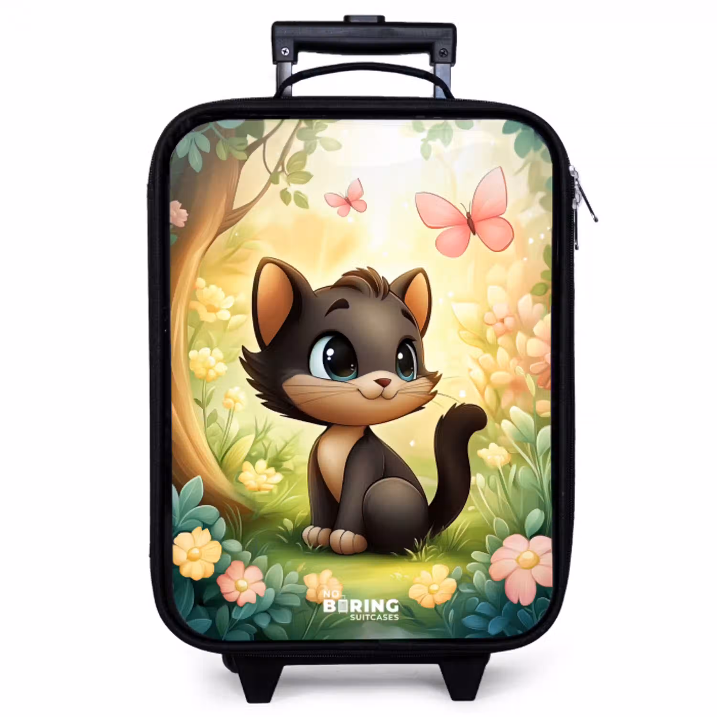 Kat - Vlinder - Bloemen Kinderkoffer - Zwart klein -zzz_website3d