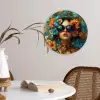 Vrouw - Bloemen - Oranje - Blauw - Modern Wandcirkel kunststof plaat 5mm dik klein -sfeer4
