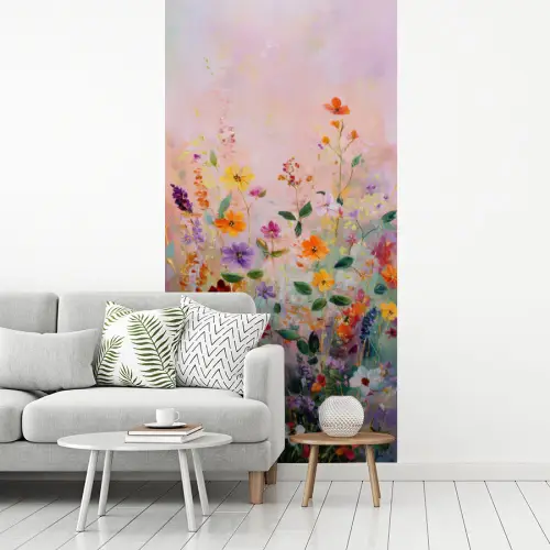 Schilderij - Bloemen - Abstract - Kleurrijk fotobehang vinyl groot -woonkamer