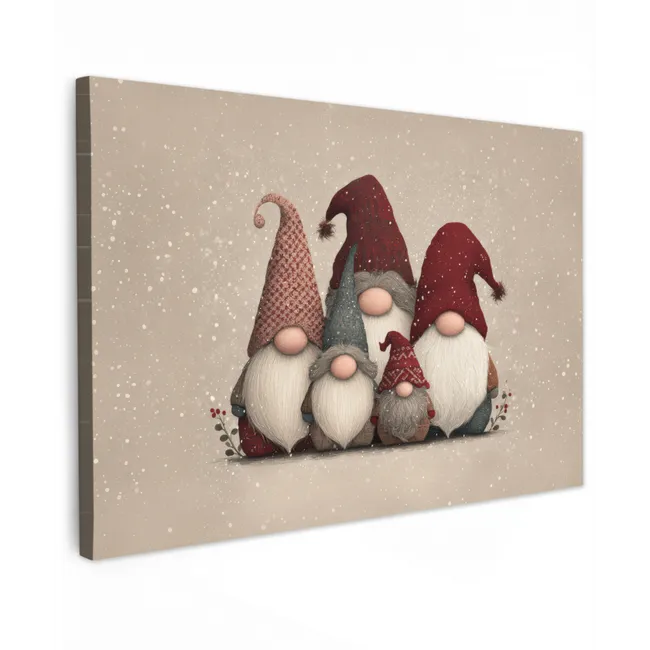 Kabouters - Kerst - Sneeuw - Puntmutsen canvas 2cm klein -z3d