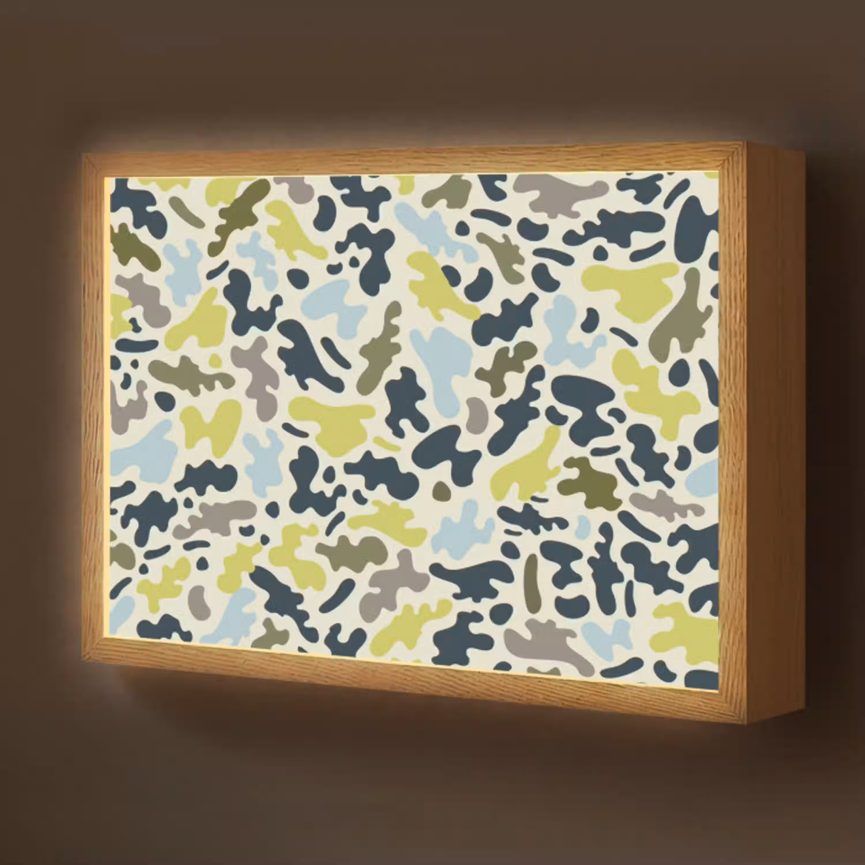 Camouflage - Groen - Blauw - Jongens - Kinderen Light Box met batterij (Wandlamp kind) middel -z3d_website