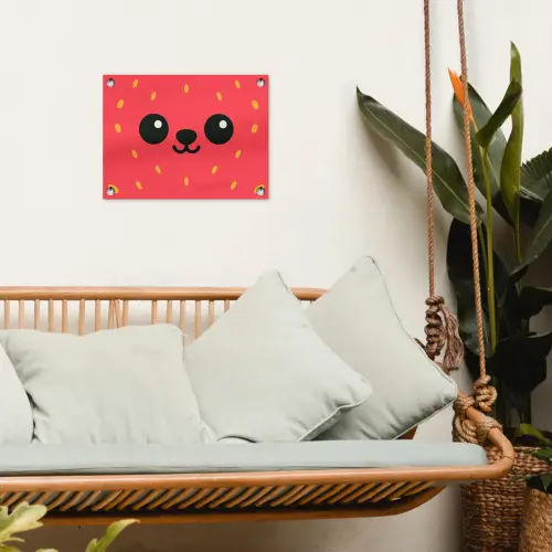 Kat - Aardbei - Cartoon tuinposter los doek klein -sfeer7