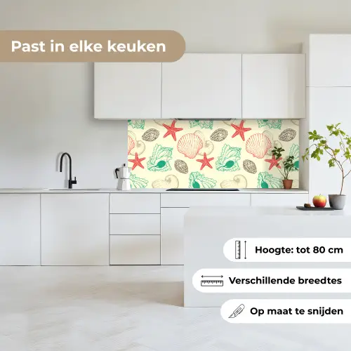 Schelpen - Zeester - Strand - Vintage - Patroon keuken achterwand 2 middel 871 -sfeer4_NL