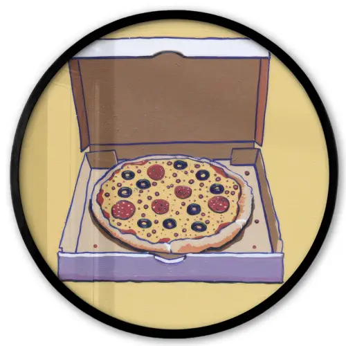 Pizza - Doos - Salami - Illustratie Fotolijst rond zonder passe partout klein -3d