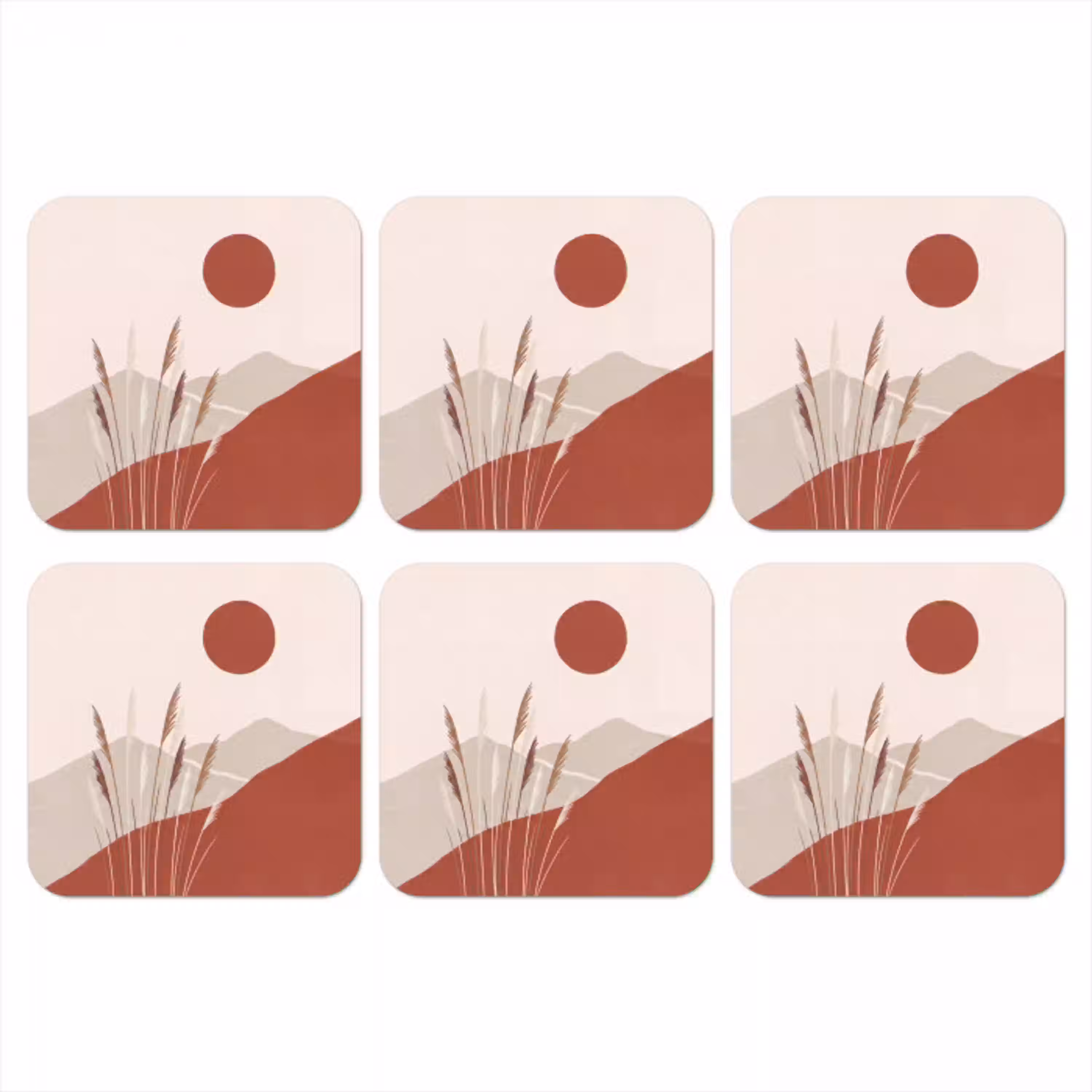 Gras - Landschap - Natuur - Abstract - Beige onderzetter kurk middel -3d
