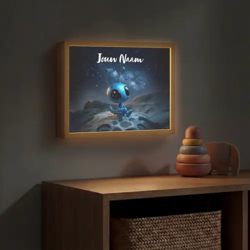 Ruimtewezen - Blauw - Galaxy Light Box met batterij (Wandlamp kind) middel -sfeer5_kind