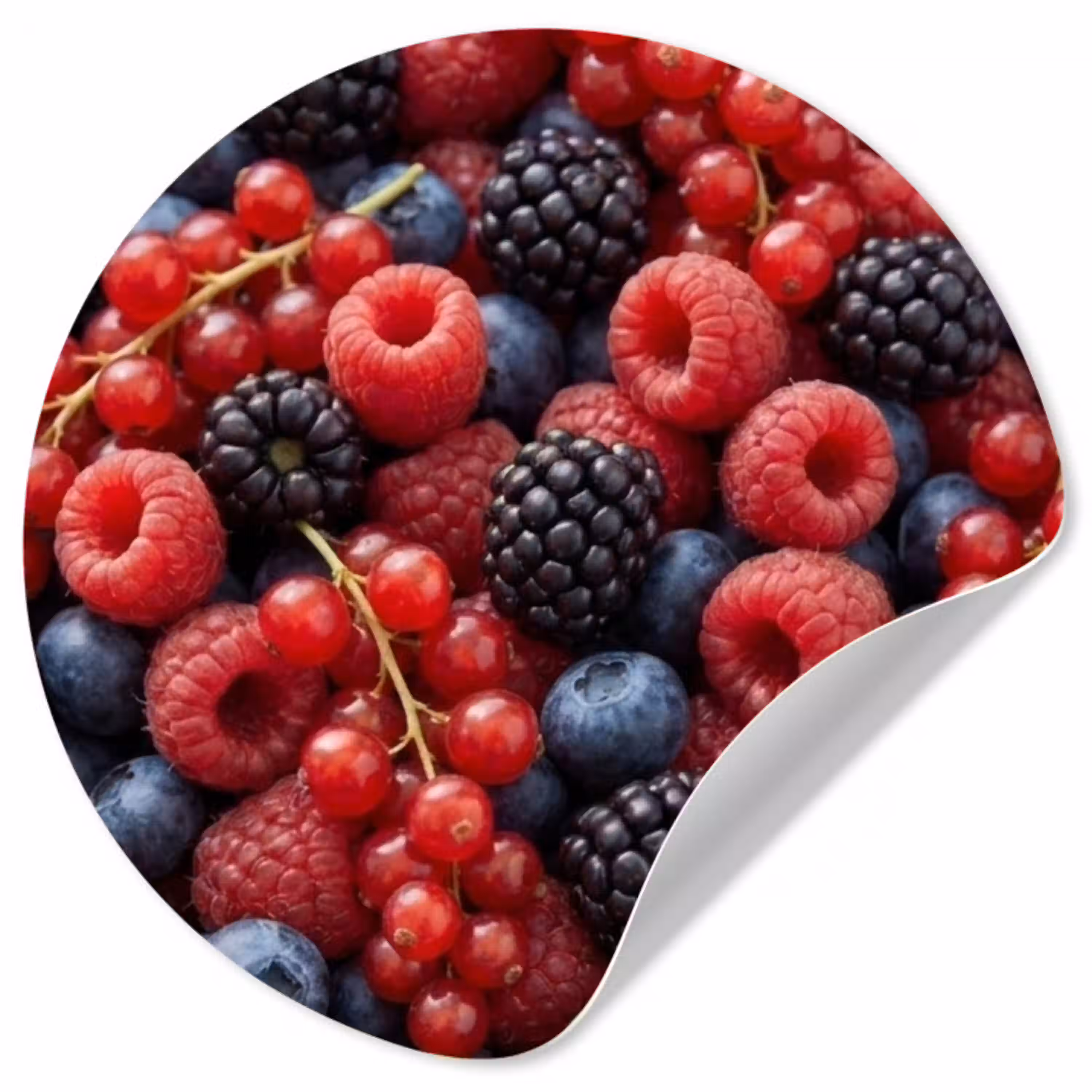 Bessen - Mix - Vers - Eten - Kleurrijk Wandcirkel behangsticker klein -3d