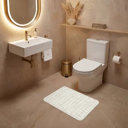 Vlechtwerk - Banen - Beige WCmat klein 1009 -sfeer3