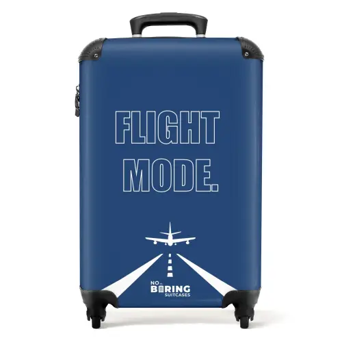 Blauwe achtergrond met vliegtuig en tekst Flight Mode NBS - Handbagage koffer - Kinderen Unisex middel -productfoto_recht