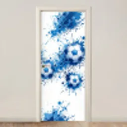 Voetballen - Verf - Sport - Blauw deurposter klein -3d_beige
