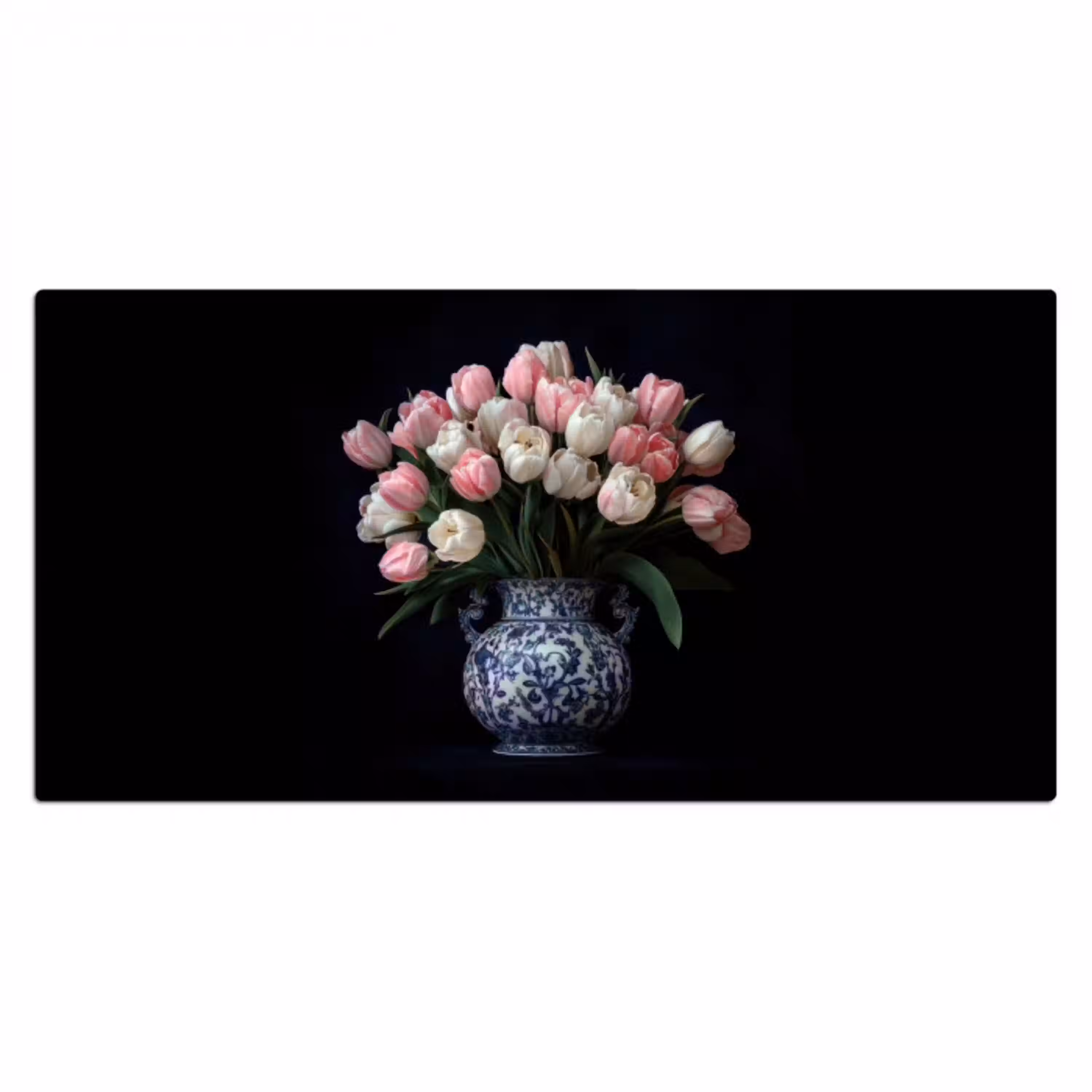 Bloemen - Roze - Tulpen - Vaas Muismat XXL klein -3d_leeg