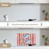 Vissen - Verticale strepen - Blauw - Rood keuken achterwand spatscherm klein -voor_na_NL