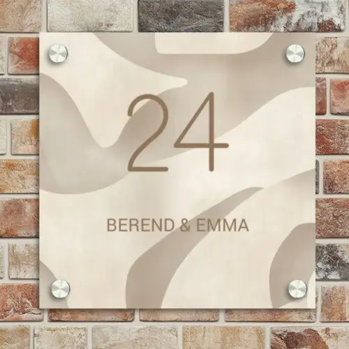 Beige organisch - Klassiek Naambord Vierkant klein -sfeer2