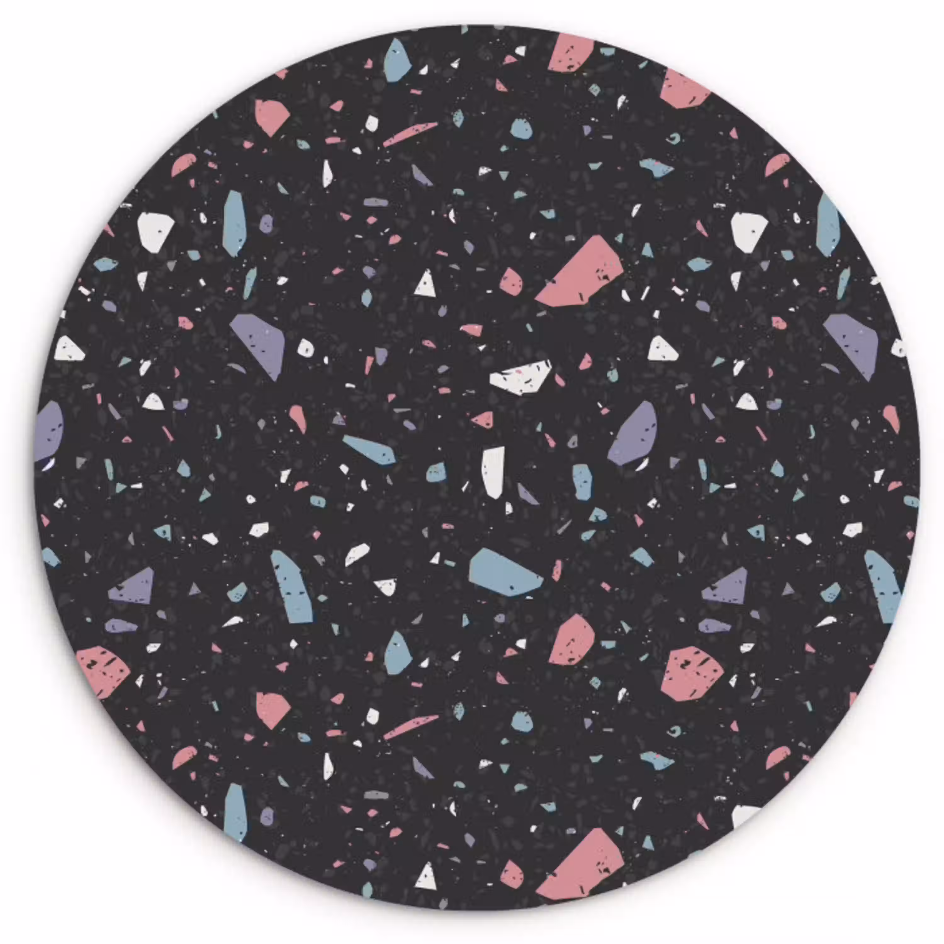 Terrazzo - Patroon - Zwart - Zacht Wandcirkel plexiglas klein 852 -3d