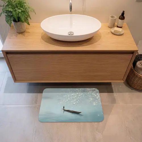 Bloesems - Minimalistisch - Wateroppervlak - Boot Badmat klein -sfeer1