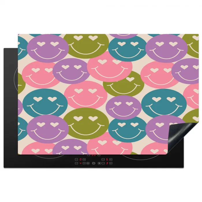 Patroon - Smiley - Kleurrijk - Hartjes Inductie beschermer vinyl 3mm klein 276 -3d
