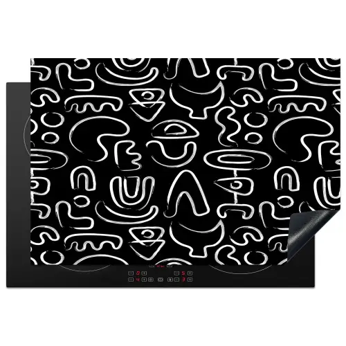 Wit - Vormen - Abstract - Zwart Inductie beschermer vinyl 3mm klein 276 -3d