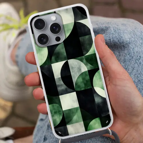 Abstract - Groen - Vormen Hoesje iPhone 16 Pro Max met koord klein -sfeer3