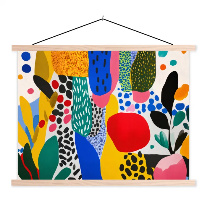 Stippen - Vormen - Modern - Kleuren textielposter latten blank klein -3d
