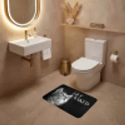 Kat - Dieren - quote - Get naked - Zwart WCmat klein -sfeer3