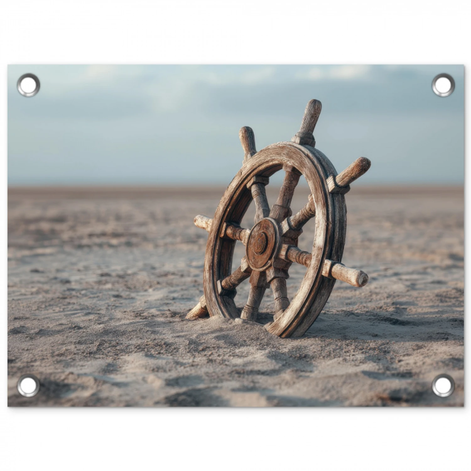 Scheepsstuur - Hout - Bruin - Zand tuinposter los doek klein -3d