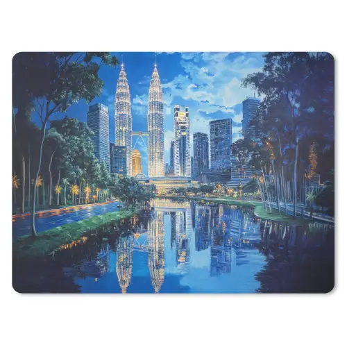 Stad Kuala Lumpur - Skyline - Wolkenkrabbers - Water muismat rubber klein -3d