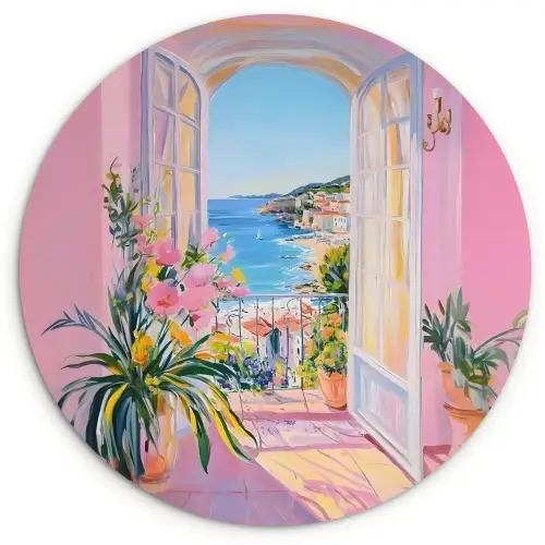 Roze - Buiten - Verf Wandcirkel kunststof plaat 5mm dik klein -3d