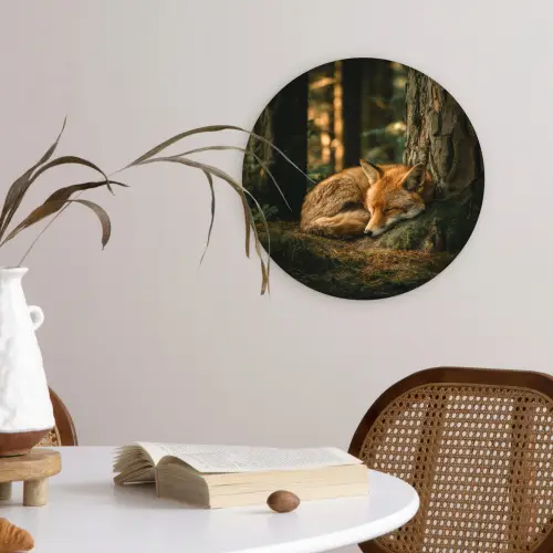 Vos - Bos - Slapen Wandcirkel kunststof plaat 5mm dik klein -sfeer4