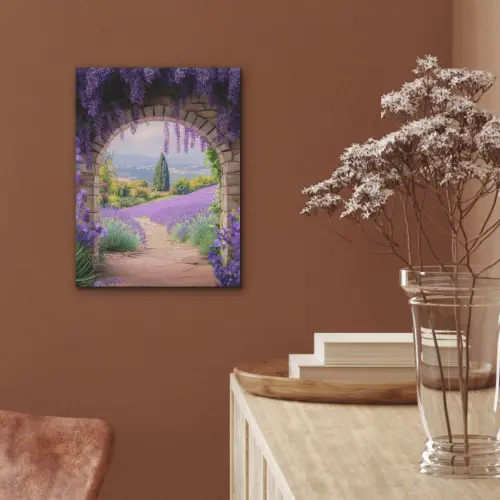 Doorkijk - Lavendel - Bloemen - Paars - Poort PET vilt klein -sfeer4