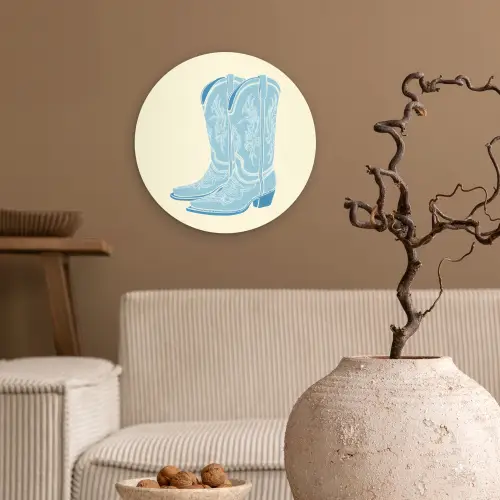 Illustratie - Cowboylaarzen - Patroon Wandcirkel plexiglas klein -sfeer1