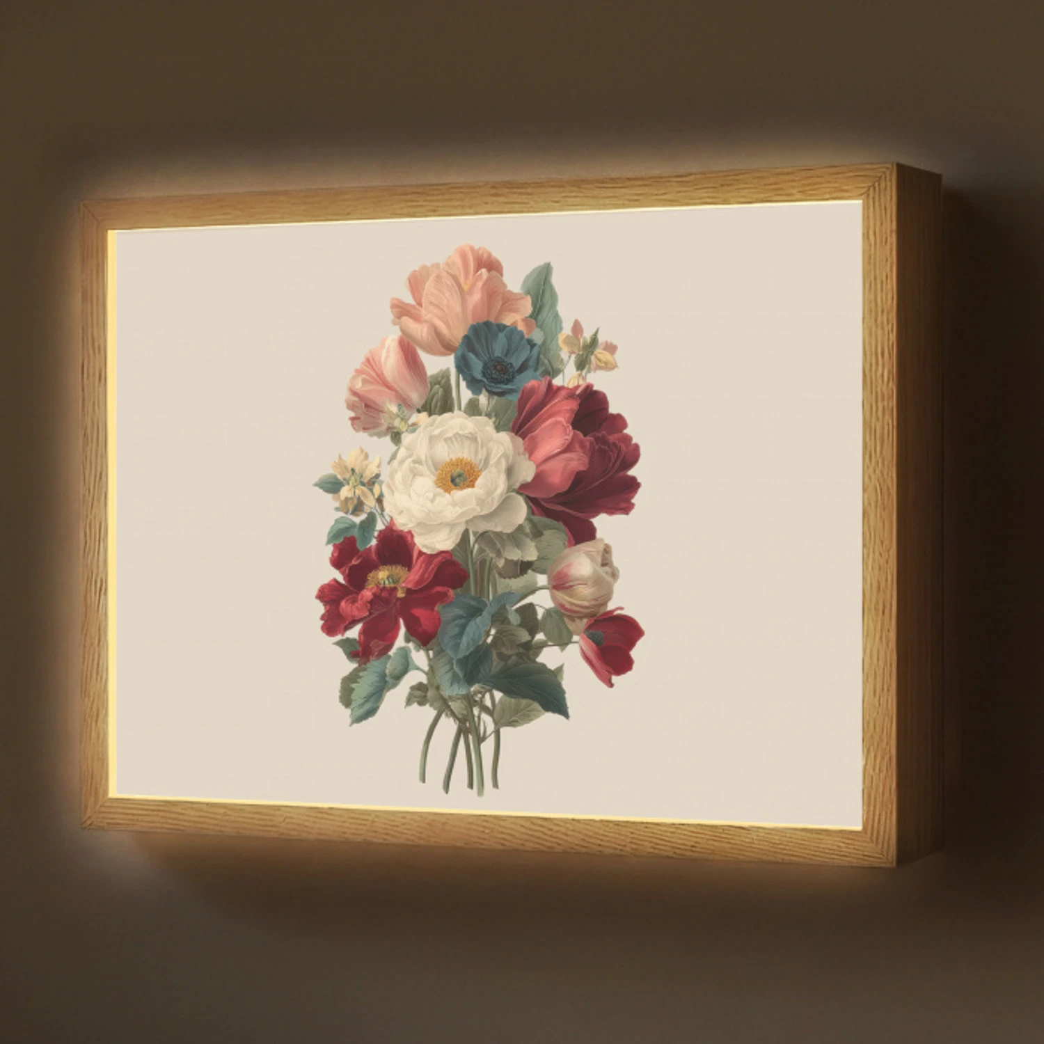 Boeket - Warme tinten - Elegant Light Box met batterij (Wandlamp) middel -z3d_website