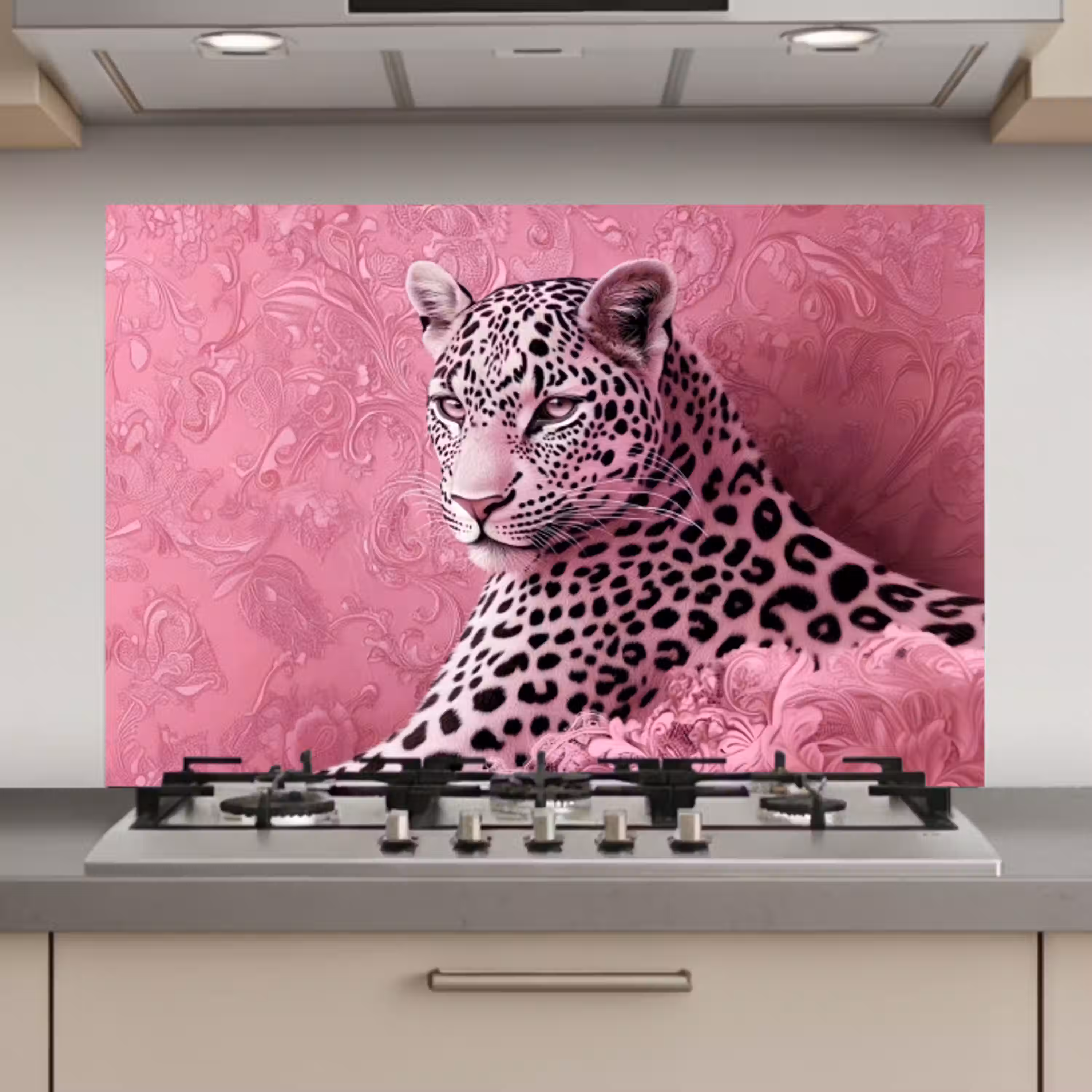 Panter - Luxe - Roze keuken achterwand spatscherm klein -3d_website