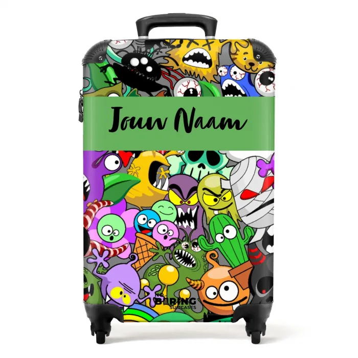 Kleurrijke Monstermix NBS - Handbagage koffer - Kinderen Unisex middel -productfoto_recht
