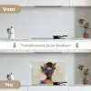 Vrouw - Zonnebril - Vlinder - Bloemen keuken achterwand spatscherm klein -voor_na_NL