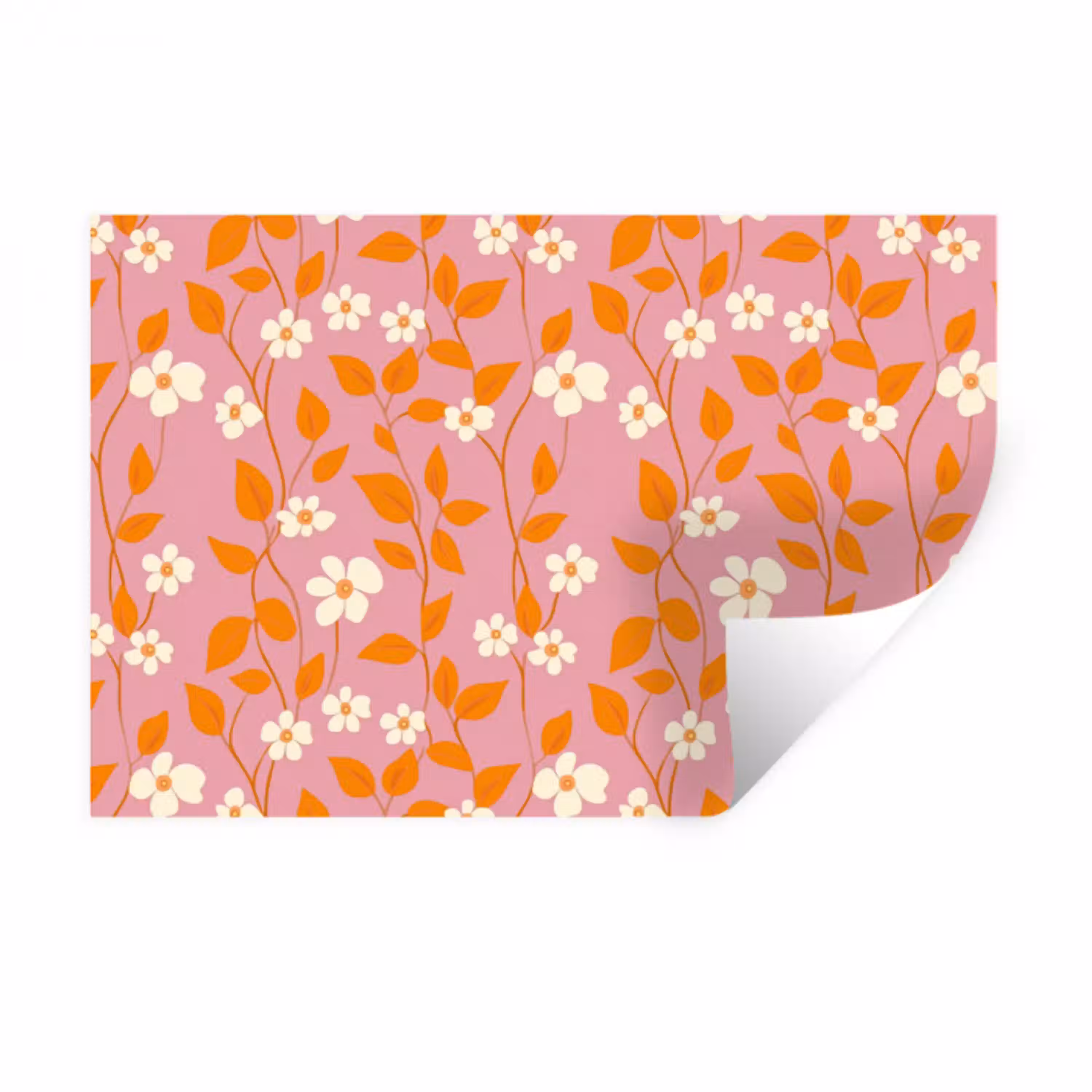 Bloemen - Patroon - Oranje Muursticker klein 286 -3d