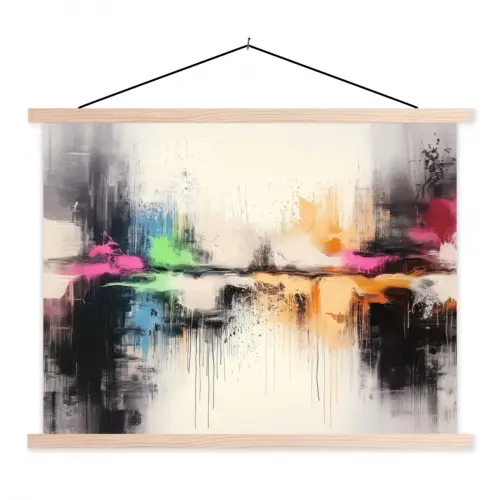 Abstract - Kleurexplosie - Landschap textielposter latten blank klein -3d